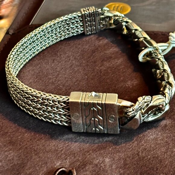 John Hardy Icon Link 12 mm Flat Chain Bracelet Push Clasp Sterling Silver NWT - Picture 9 of 12